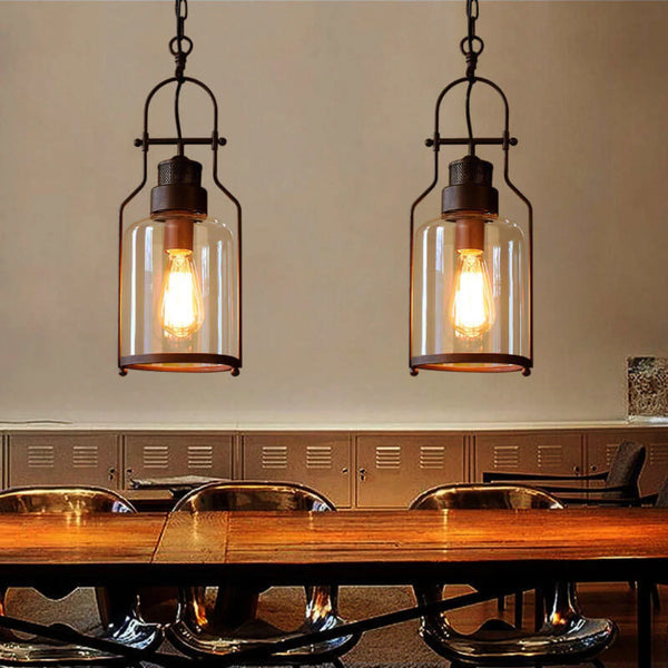 Alaric Industrial Vintage Iron Glass Jar Pendant Light