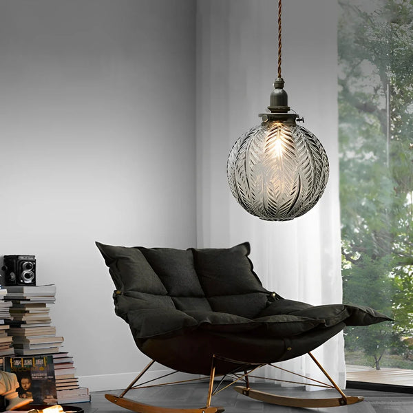 Elysia Vintage Feather Glass Ball Pendant Light