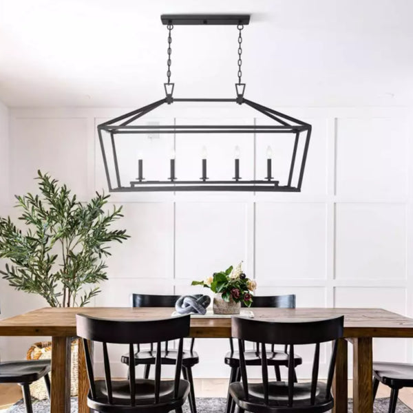 Charlotte Modern Farmhouse Lantern Iron Chandelier