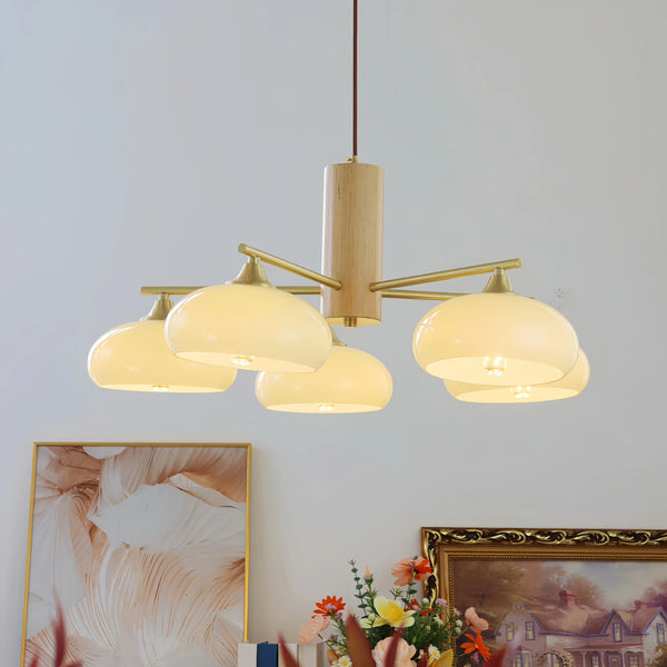 Clio Bauhaus Milk Glass Chandelier