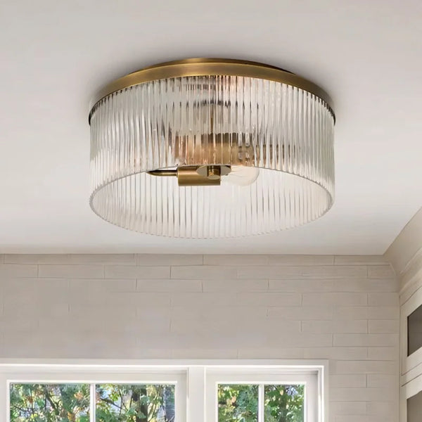 Eos Round Ribbed Crystal Flush Mount Ceiling Light