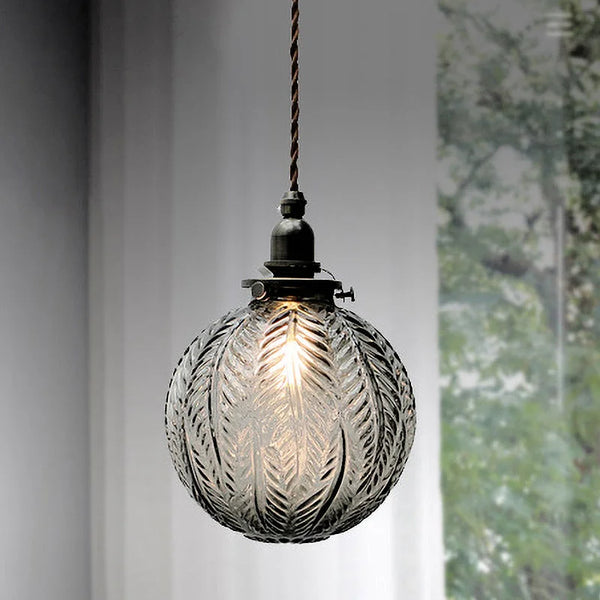 Elysia Vintage Feather Glass Ball Pendant Light