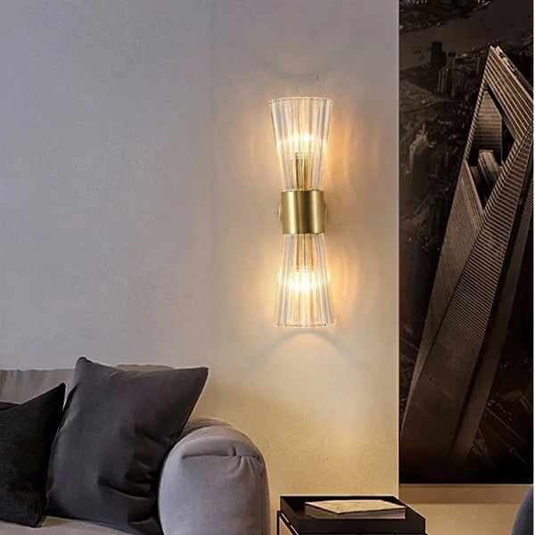 Sirius Crystal Ribbed Double Head Wall Light