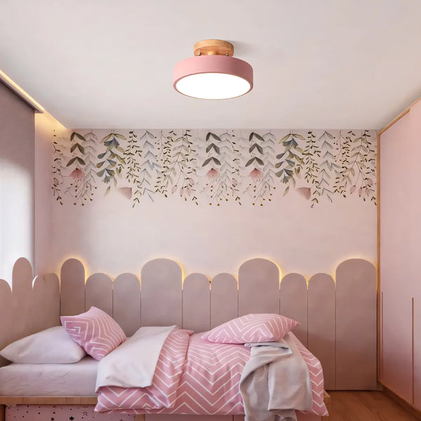 Lampada da soffitto rotonda con venature del legno Eir Macaron