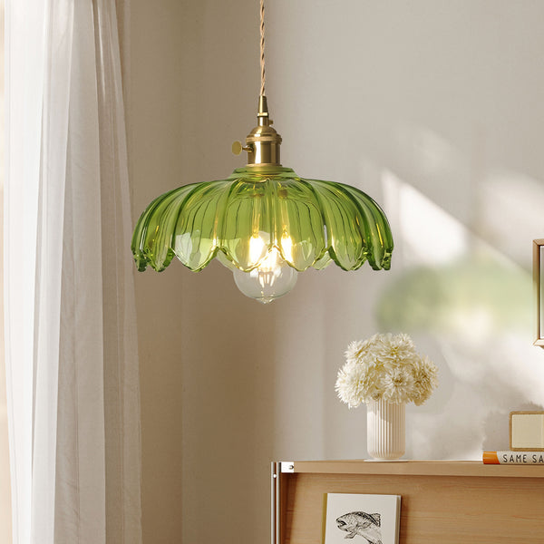 Lampe à suspension en verre tulipe rustique Fay